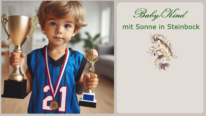 Kleiner Junge mit Pokal - Blogbild Baby in Steinbock