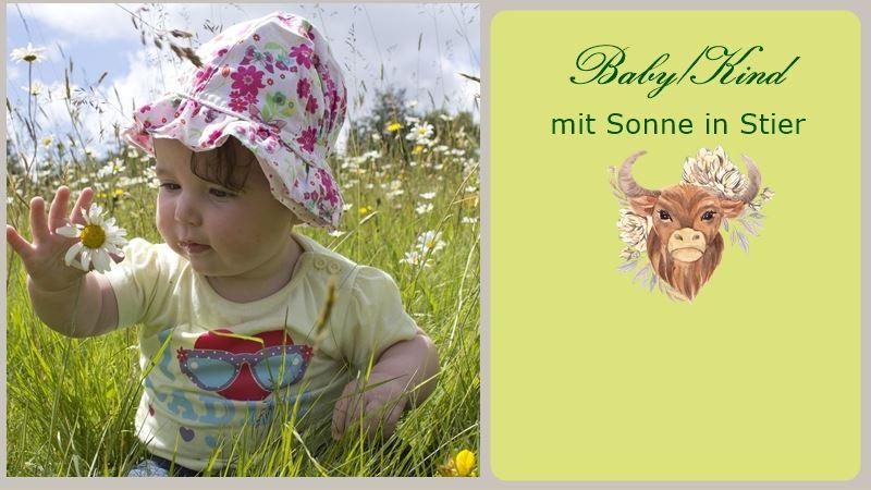 Kleinkind auf der Wiese - Blogfoto Baby in Stier