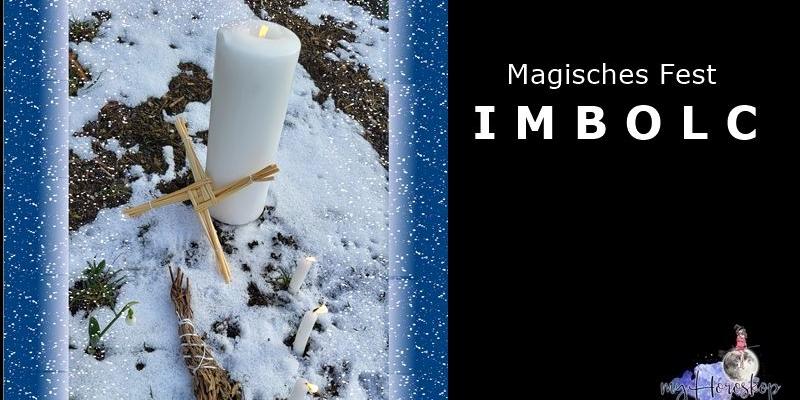 Ich feiere Imbolc mit Kerzen und Räucherbündel  bei Schneeglöckchen im Garten