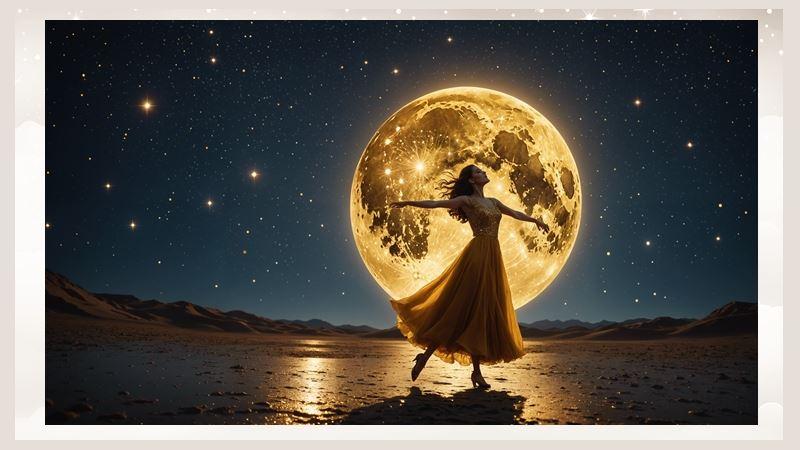 Magic Horoskop Frau tanzt im Mondschein