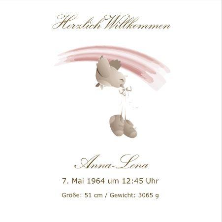 Glückwunschkarten Design Liebevolle Ankunft pink